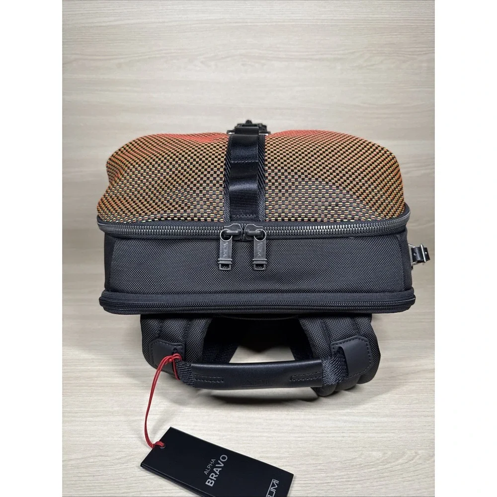 Tumi Barksdale Backpack‎ Orange Green Geometric Laptop Bag Large Carryon Snap